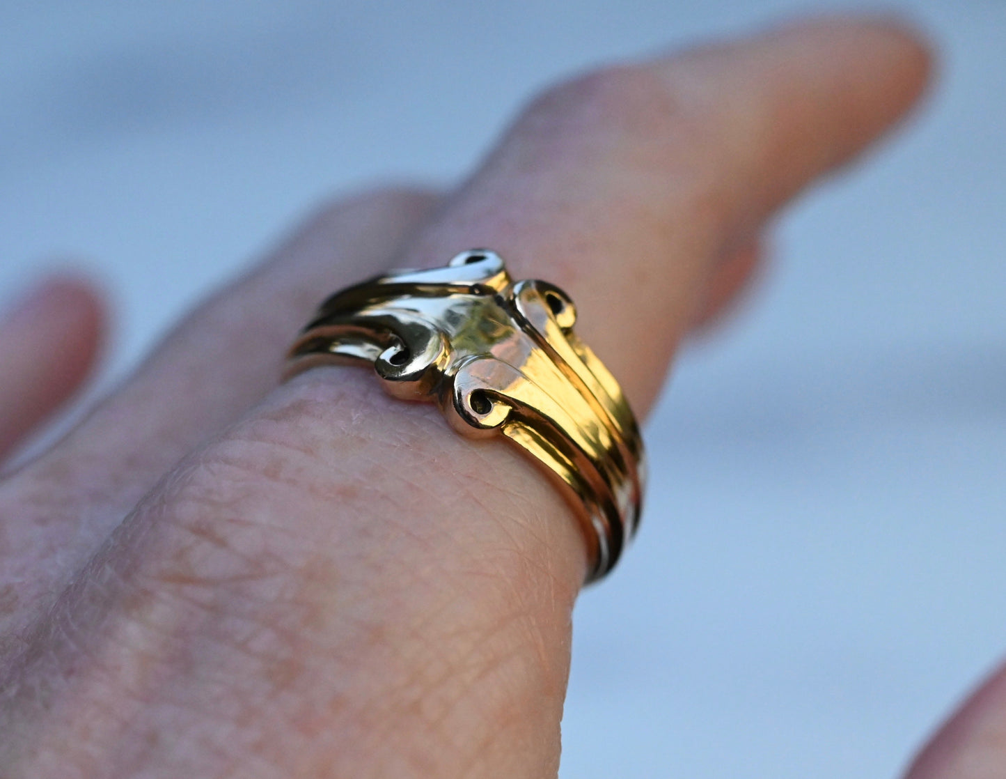 Symmetrical Scroll 14k Gold Ring Band- Made to Order
