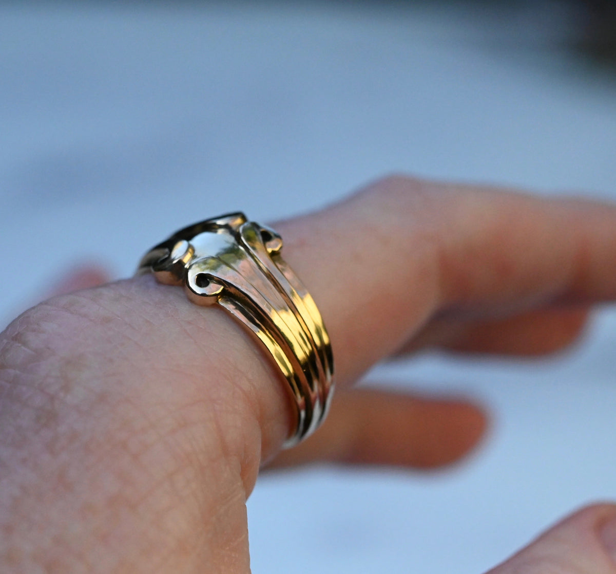 Symmetrical Scroll 14k Gold Ring Band- Made to Order