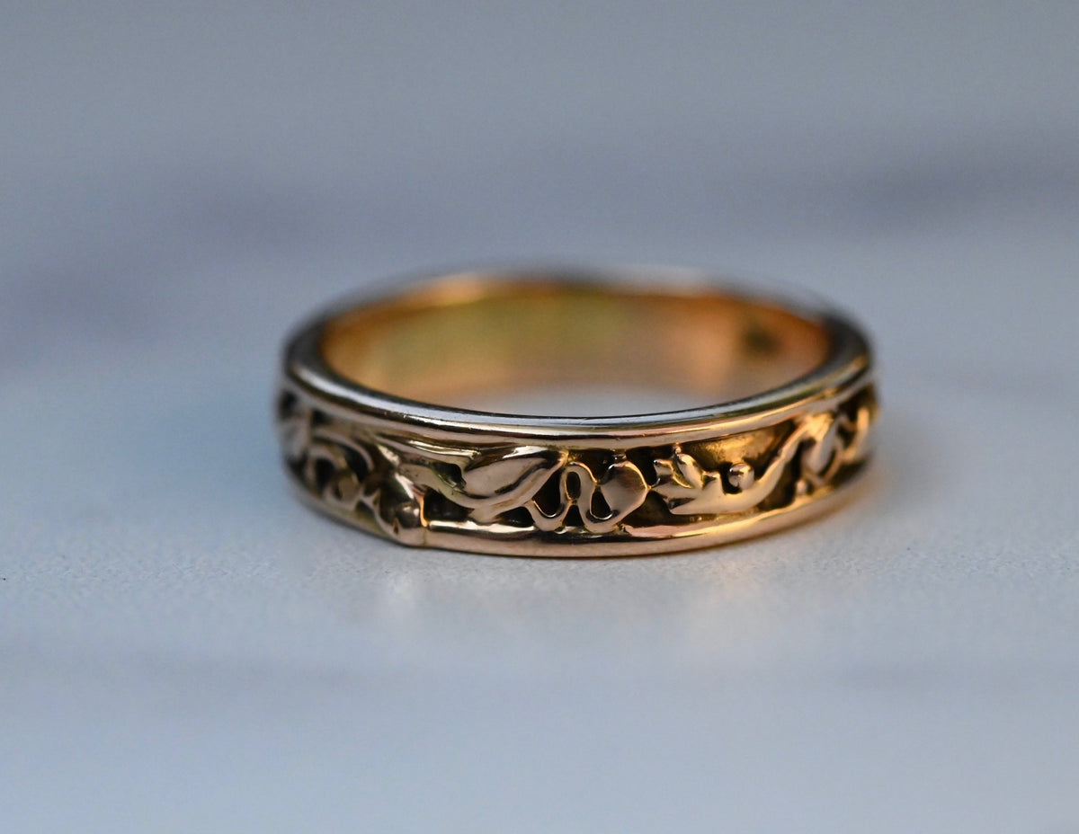 14k Gold Vine Ring Band- Made To Order