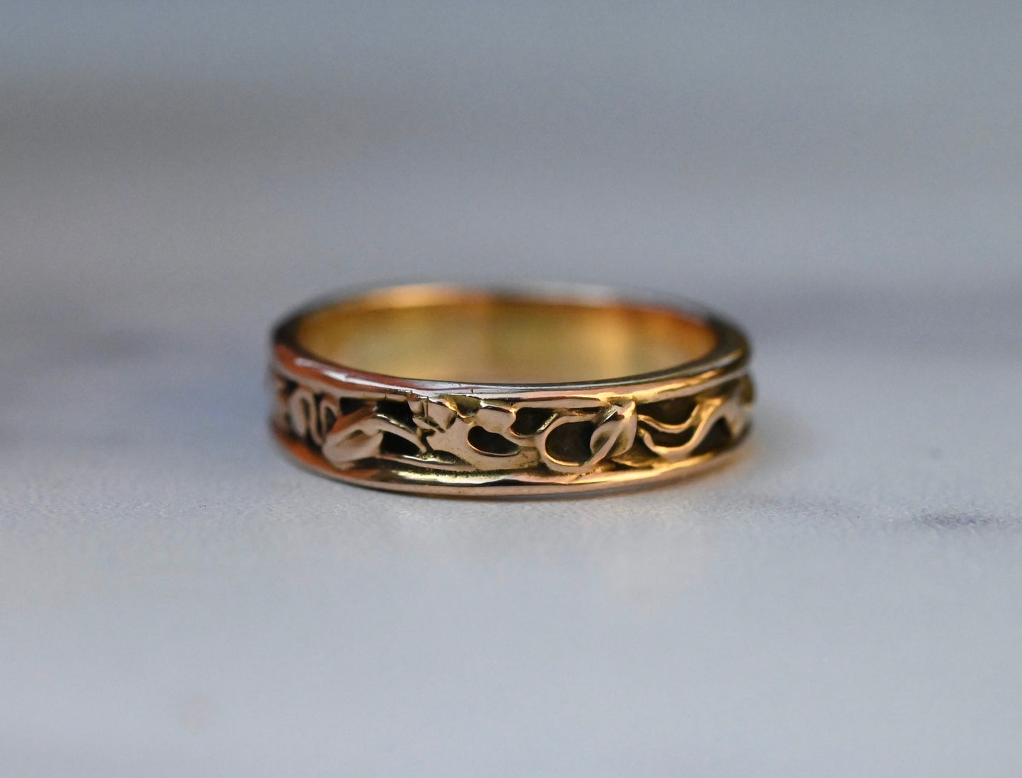 14k Gold Vine Ring Band- Made To Order
