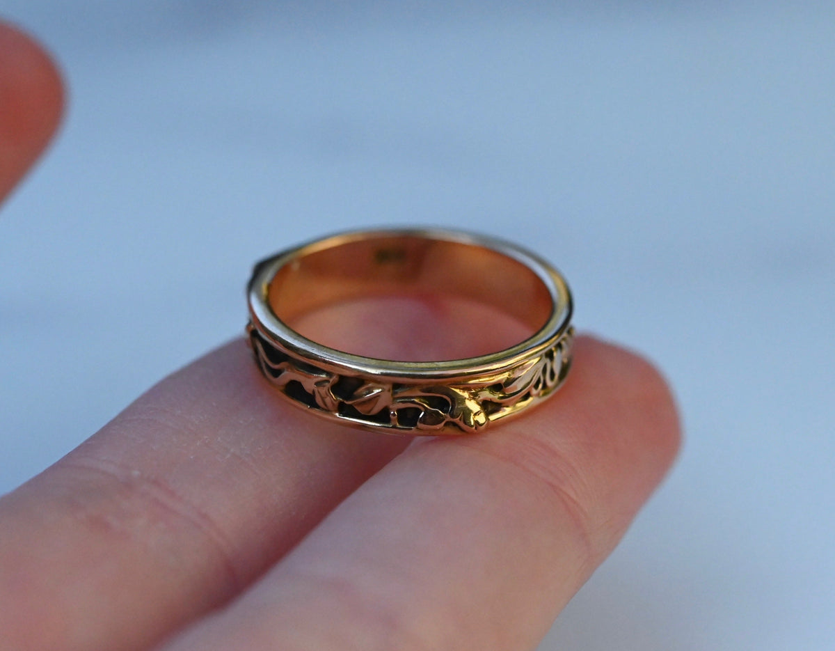 14k Gold Vine Ring Band- Made To Order