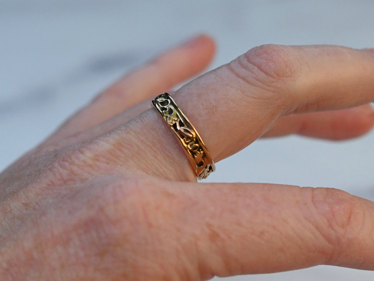 14k Gold Vine Ring Band- Made To Order