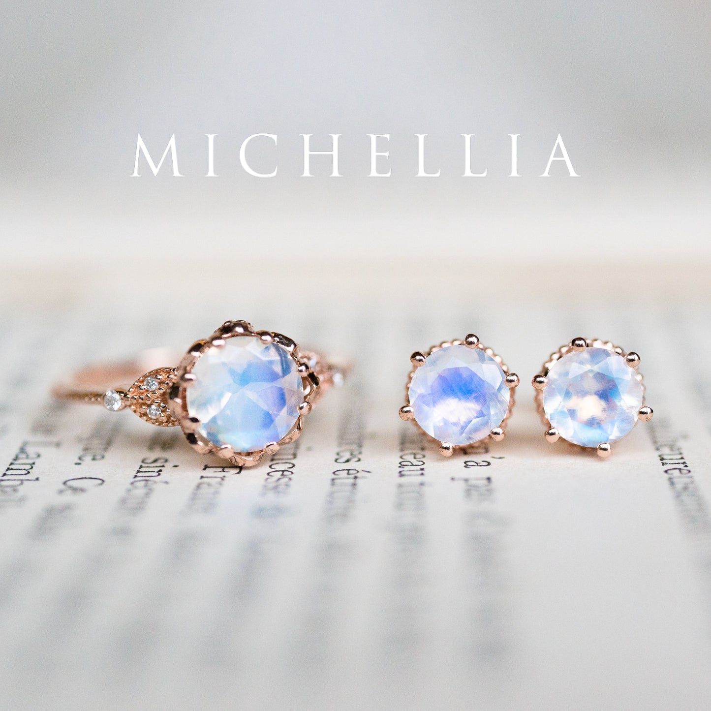 [Eden] Petite Floral Earrings in Moonstone