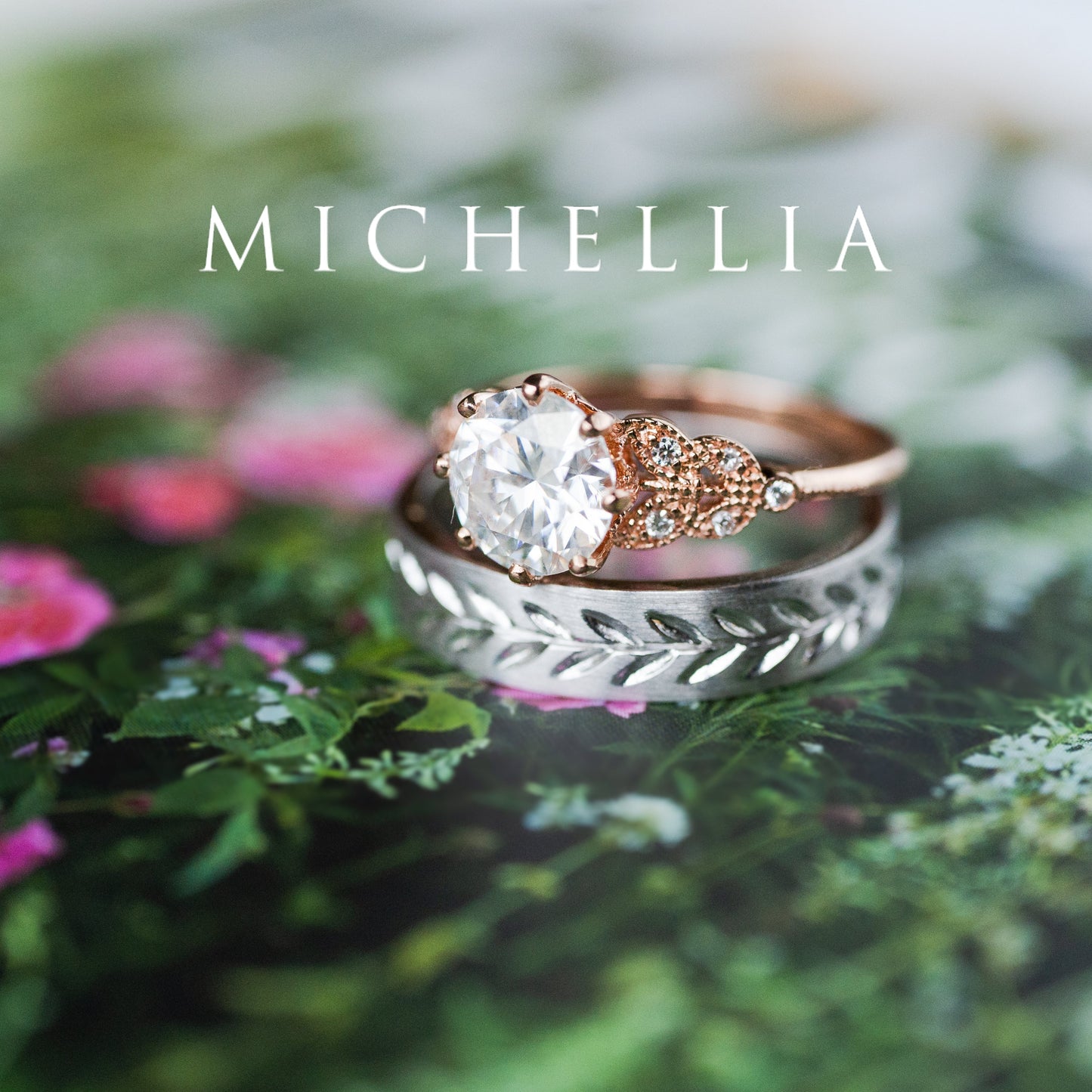 [Kerensa] Classic Floral Engagement Ring in Diamond / Moissanite