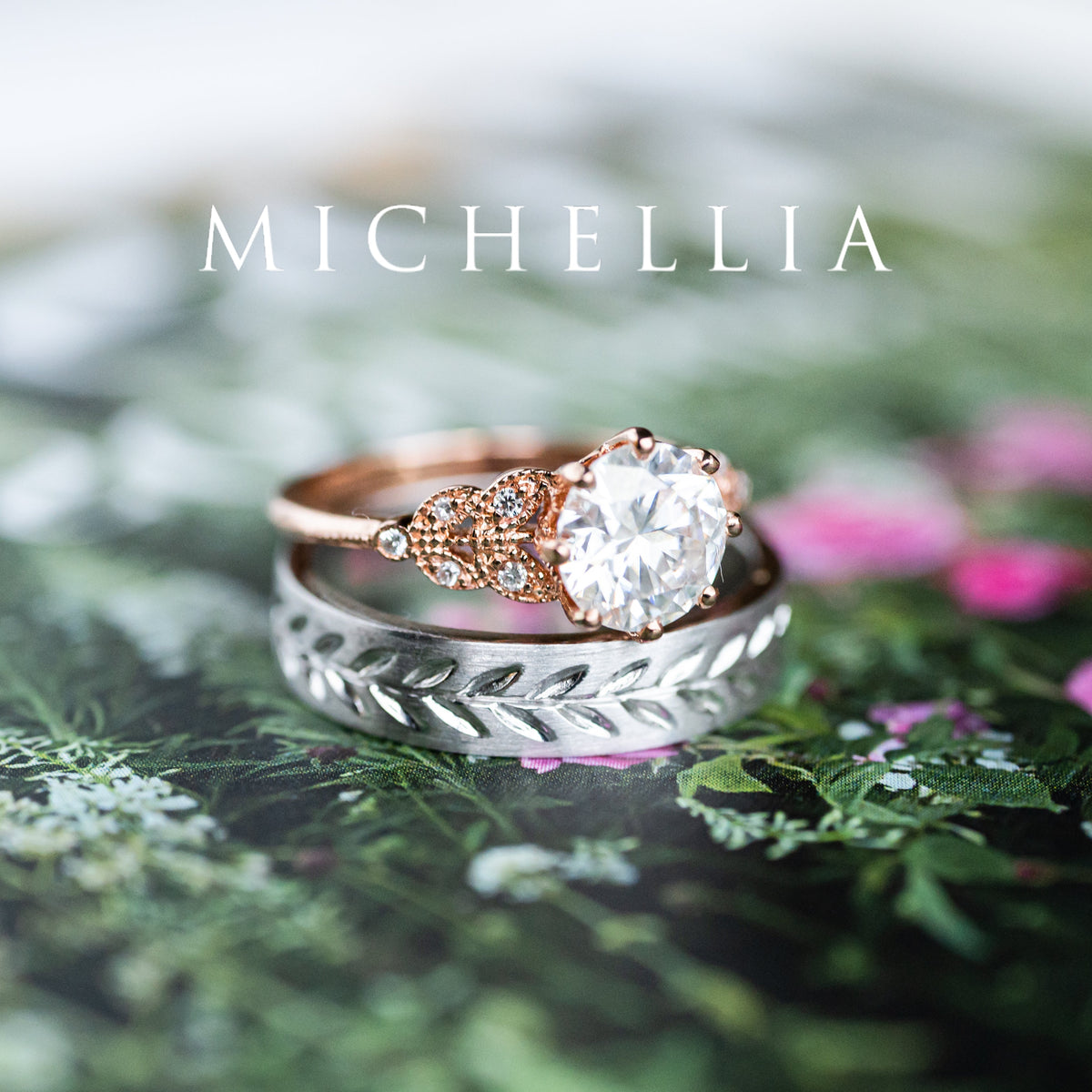 [Kerensa] Classic Floral Engagement Ring in Diamond / Moissanite