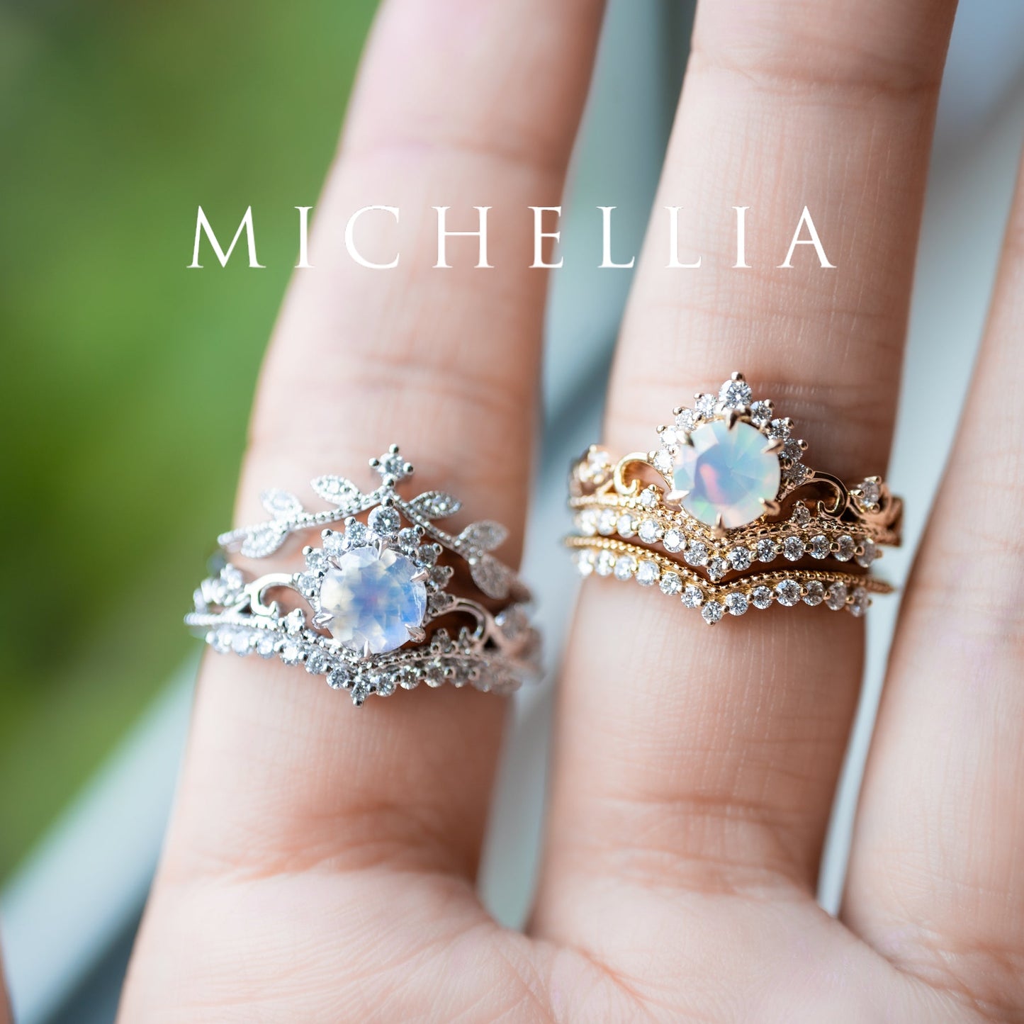 [Theia] Heirloom Crown Engagement Ring in Lab Blue Sapphire
