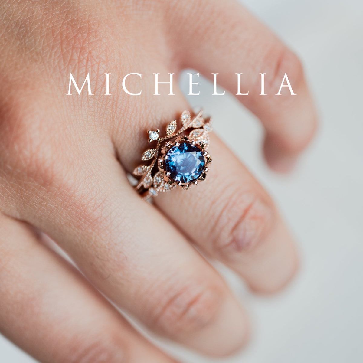 [Evanthe] Vintage Floral Engagement Ring in Lab Alexandrite