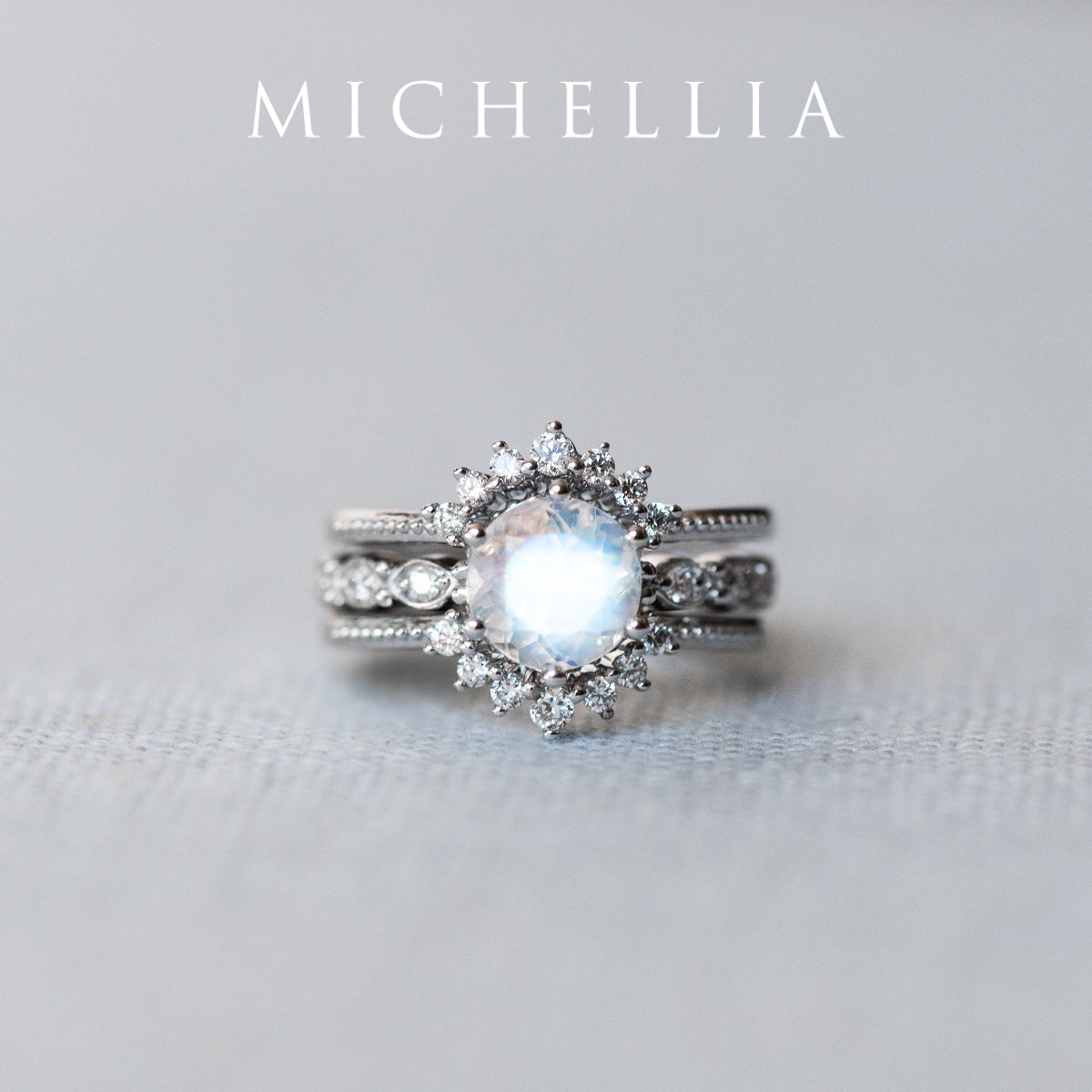 [Evelyn] Vintage Classic Crown Engagement Ring in Moonstone
