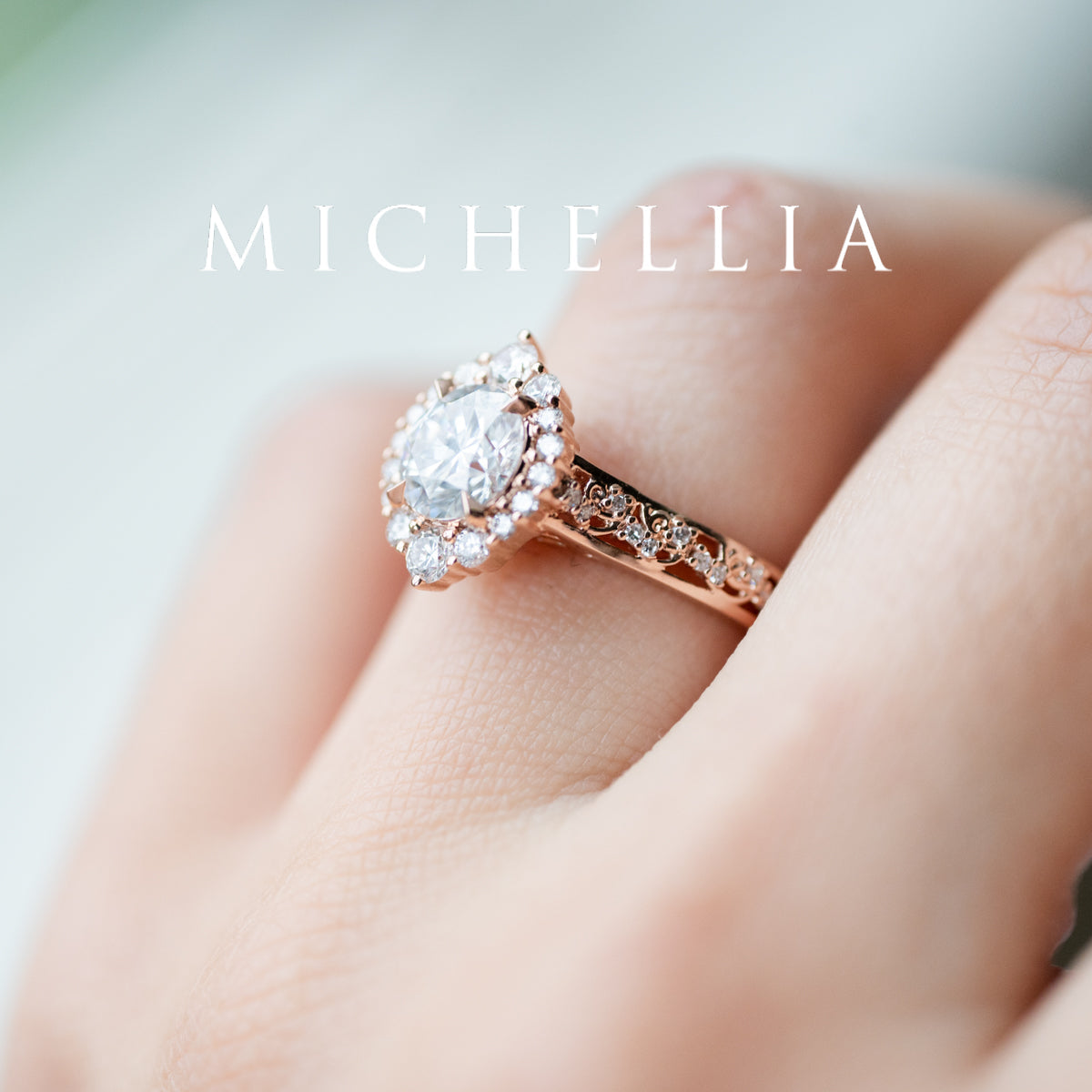 [Ophelia] Rococo Opulence Engagement Ring in Diamond / Moissanite