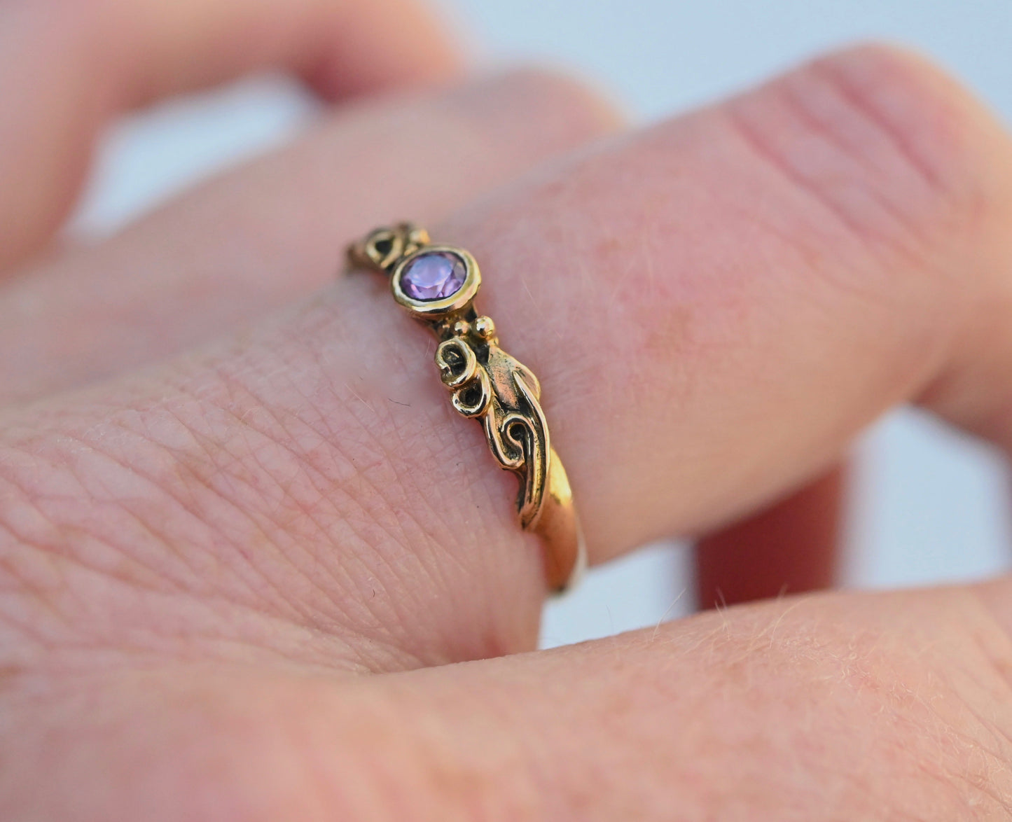Mini Tendril Sapphire 14k Gold Ring Setting - Made To Order
