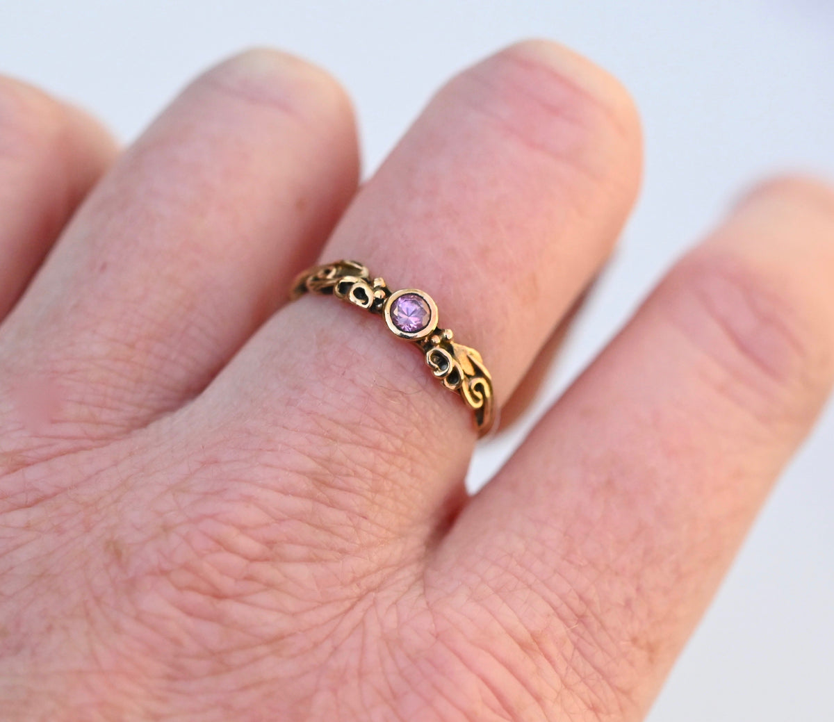 Mini Tendril Sapphire 14k Gold Ring Setting - Made To Order