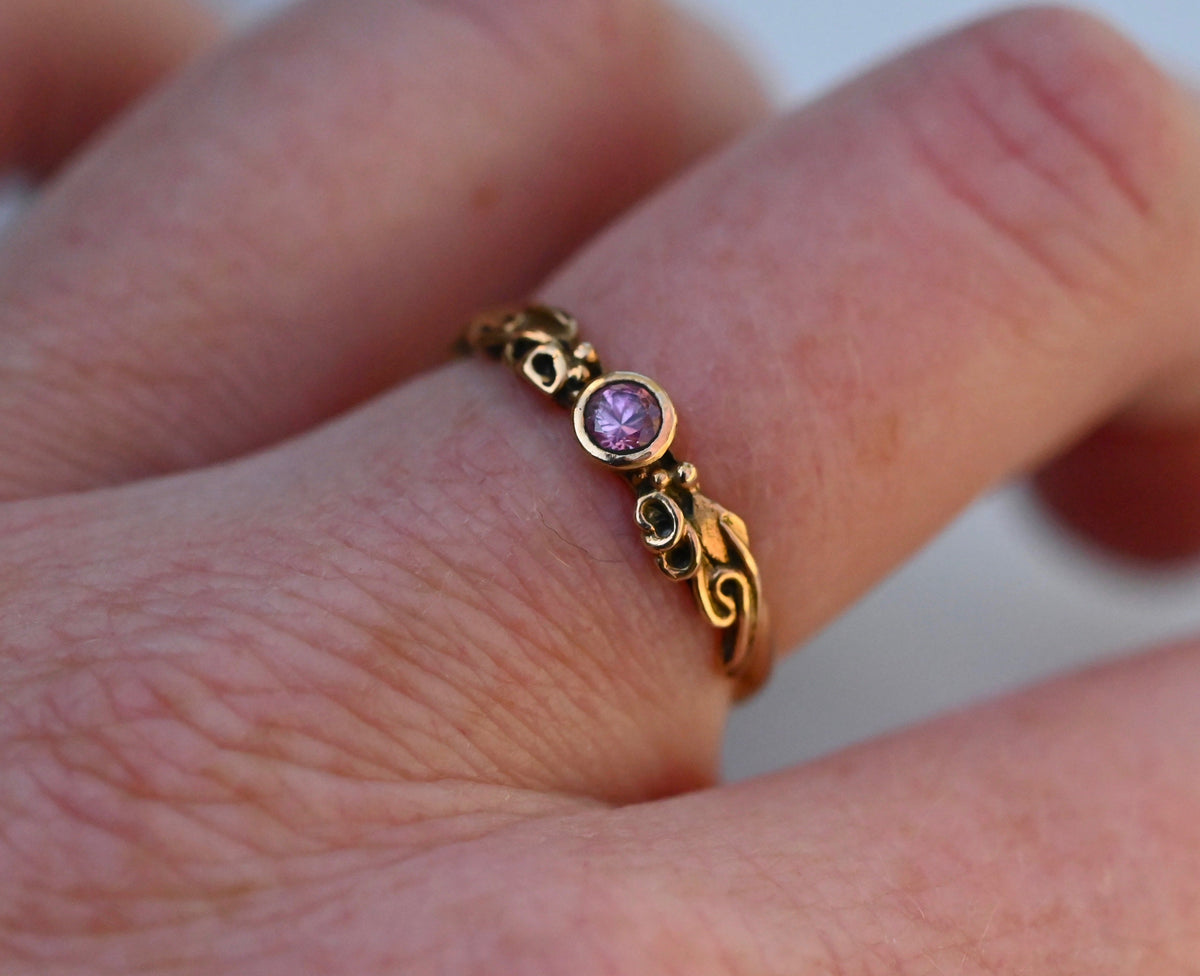 Mini Tendril Sapphire 14k Gold Ring Setting - Made To Order