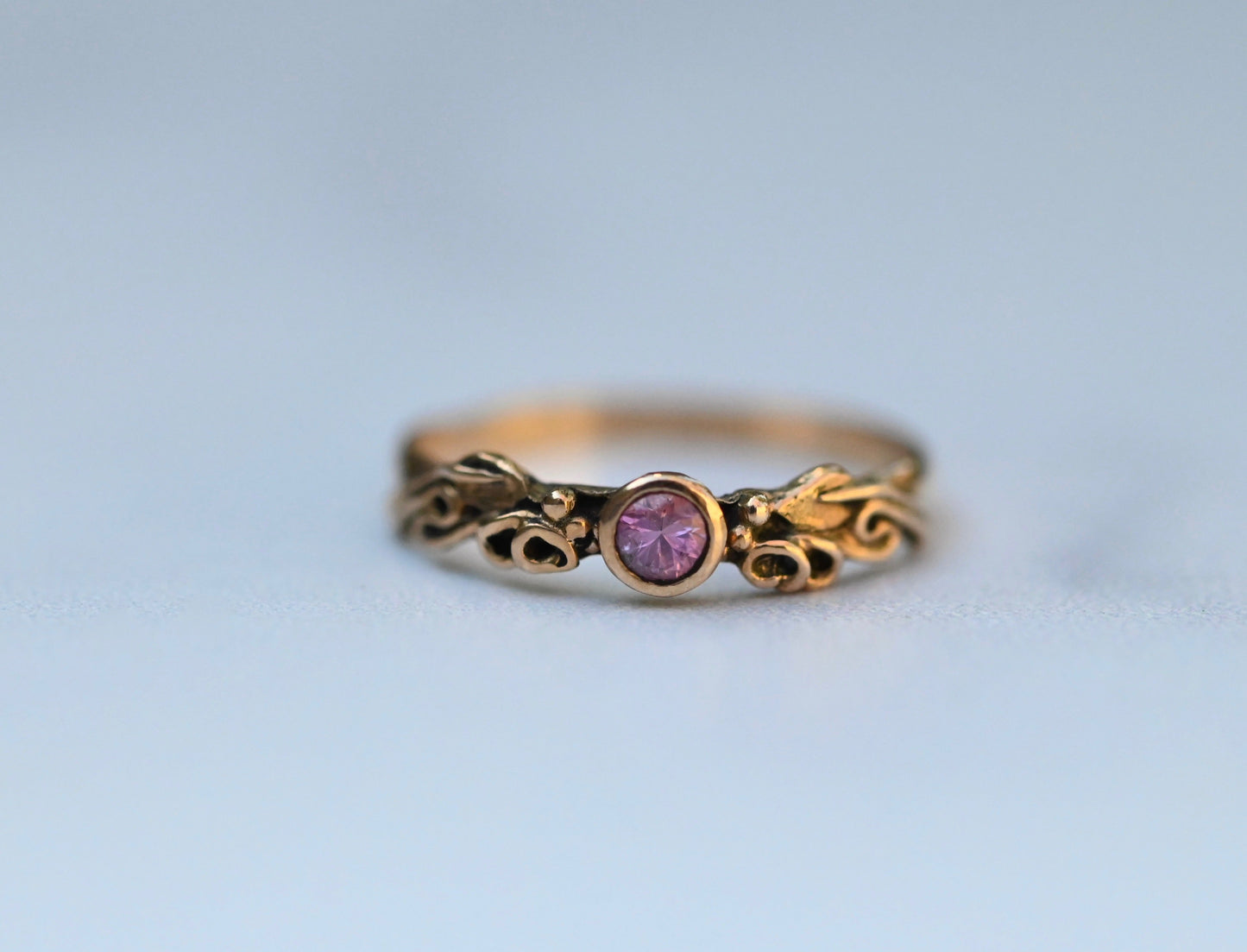 Mini Tendril Sapphire 14k Gold Ring Setting - Made To Order