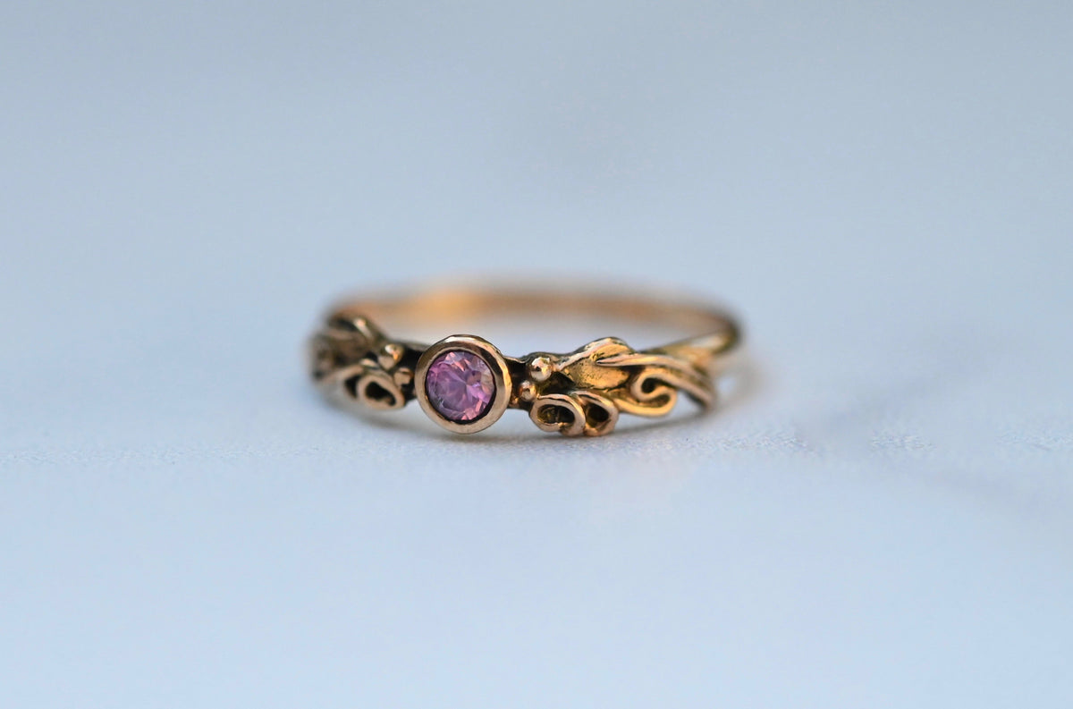 Mini Tendril Sapphire 14k Gold Ring Setting - Made To Order