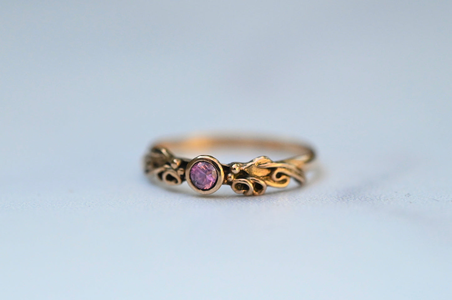 Mini Tendril Sapphire 14k Gold Ring Setting - Made To Order