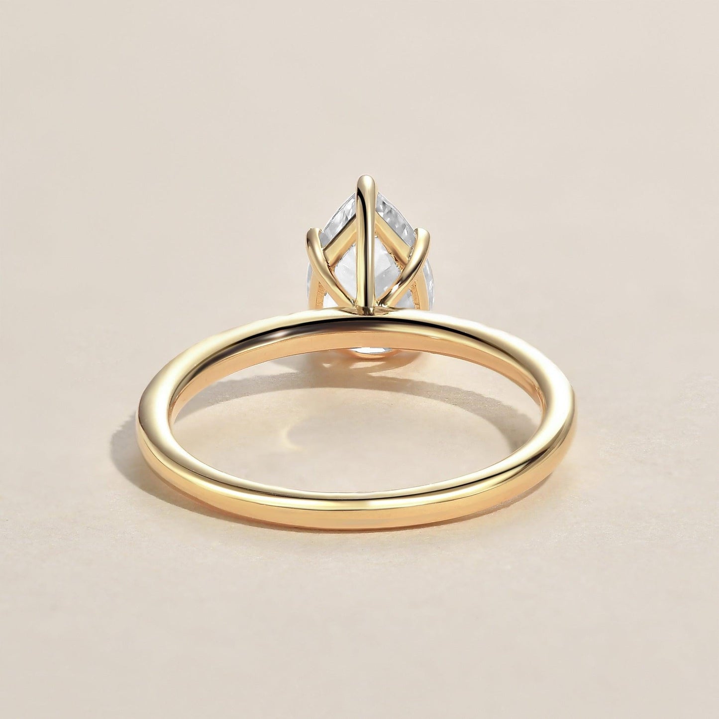 1.0ct Pear Shaped Moissanite Classic Solitaire Ring