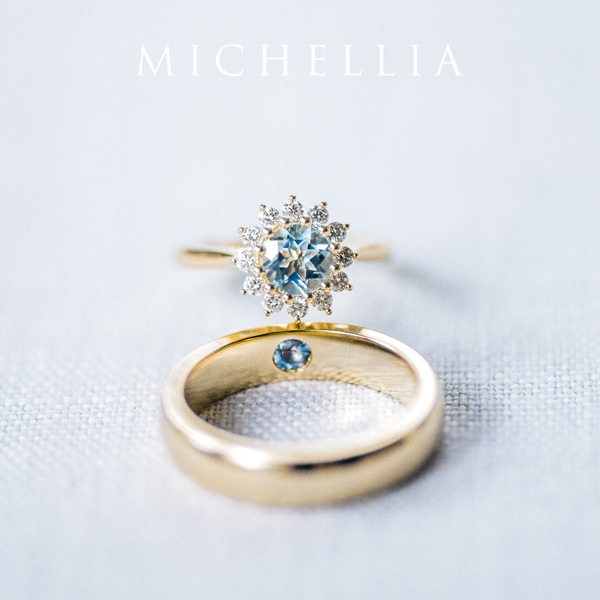 [Rosalie] Vintage Bloom Ring in Aquamarine