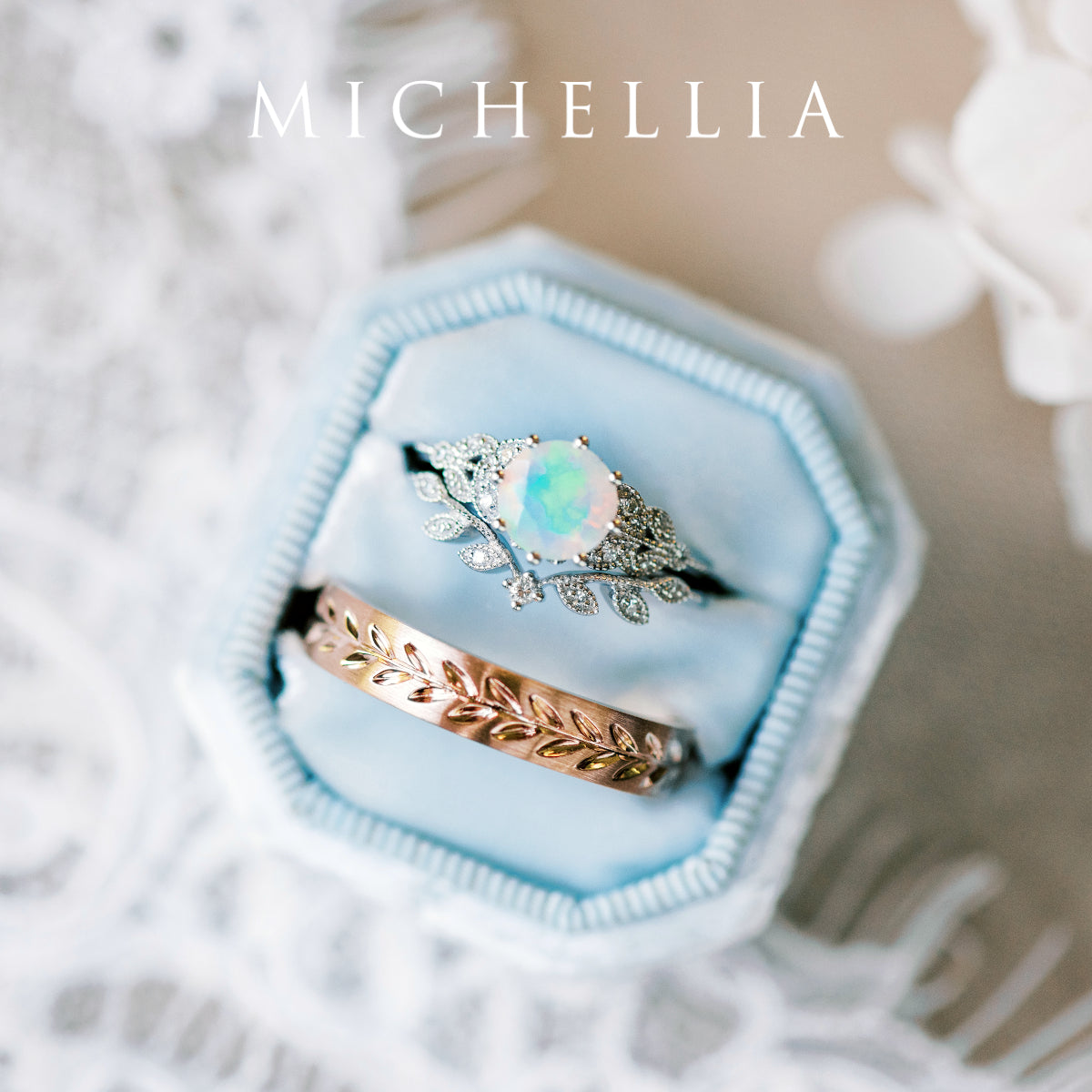 [Kerensa] Classic Floral Engagement Ring in Opal