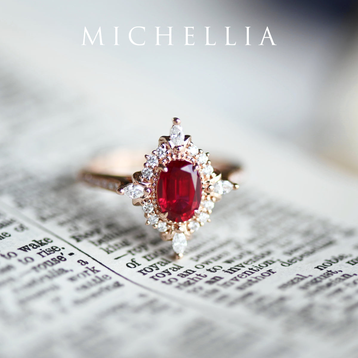 [Alessandra] Art Deco Oval Cut Ring in Lab Red Ruby