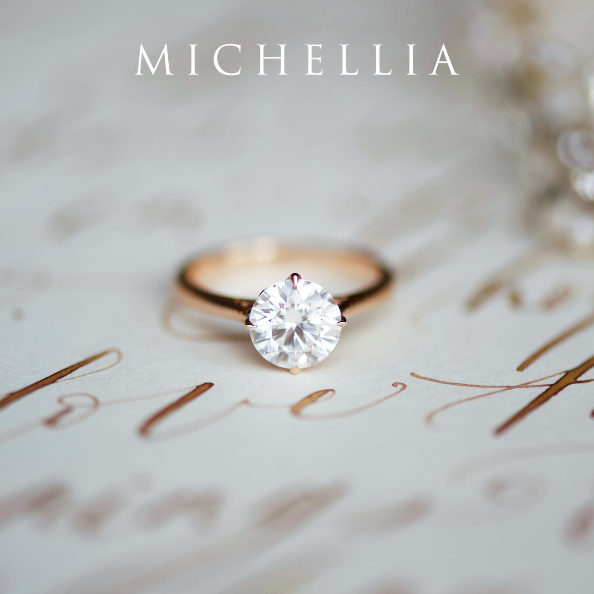 [Marguerite] Victorian Lace Solitaire Engagement Ring in Diamond / Moissanite