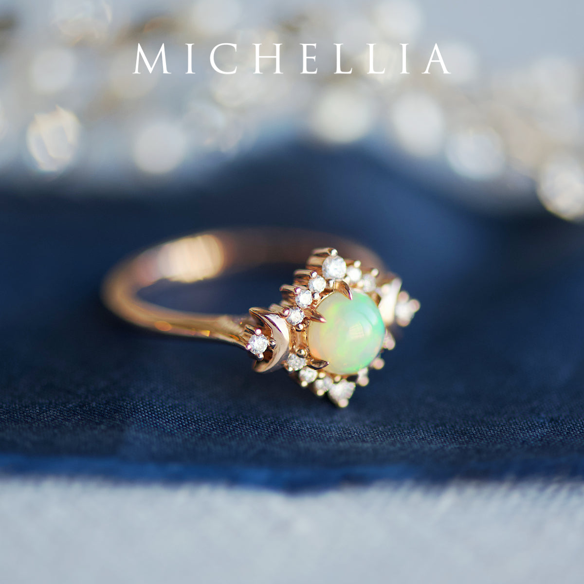 [Selene] Moon Goddess Engagement Ring in Australian Opal
