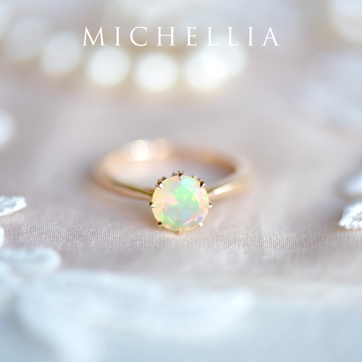 [Victoria] Classic Crown Solitaire Ring in Opal