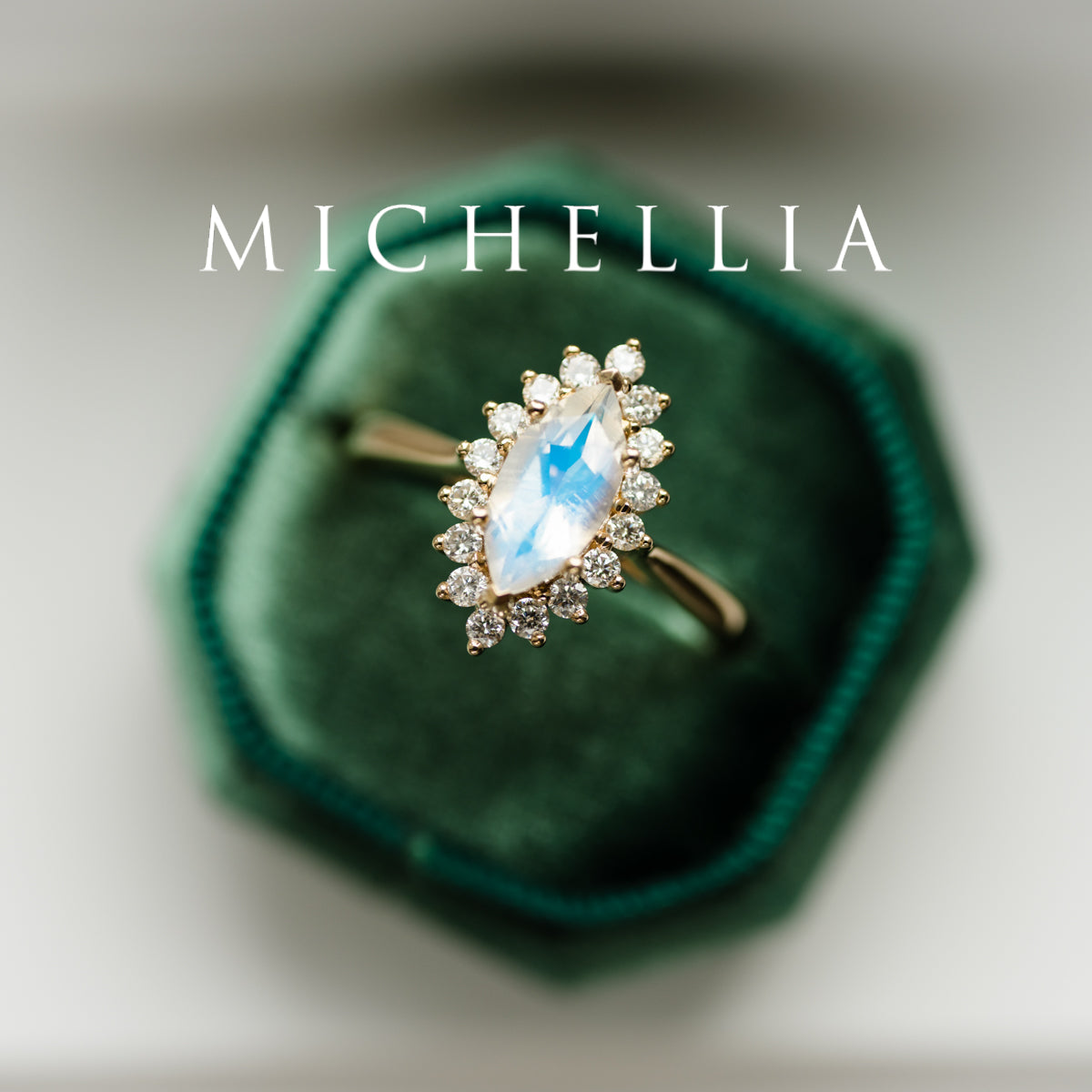[Helena] Vintage Bloom Marquise Cut Ring in Moonstone