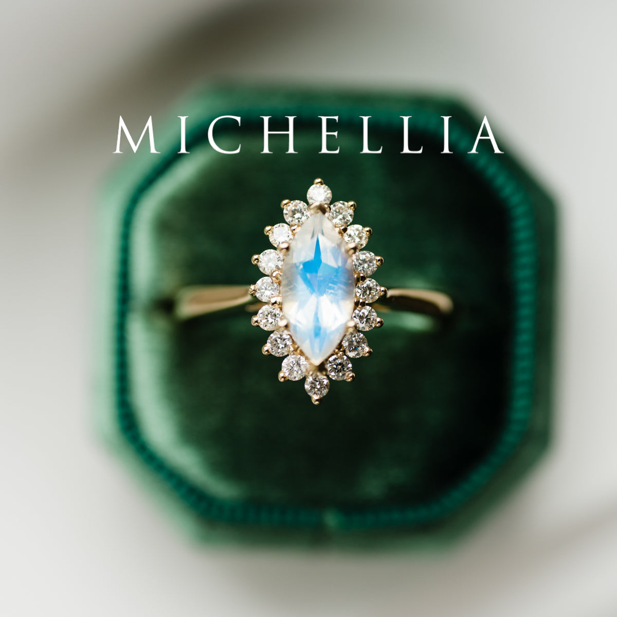 [Helena] Vintage Bloom Marquise Cut Ring in Moonstone
