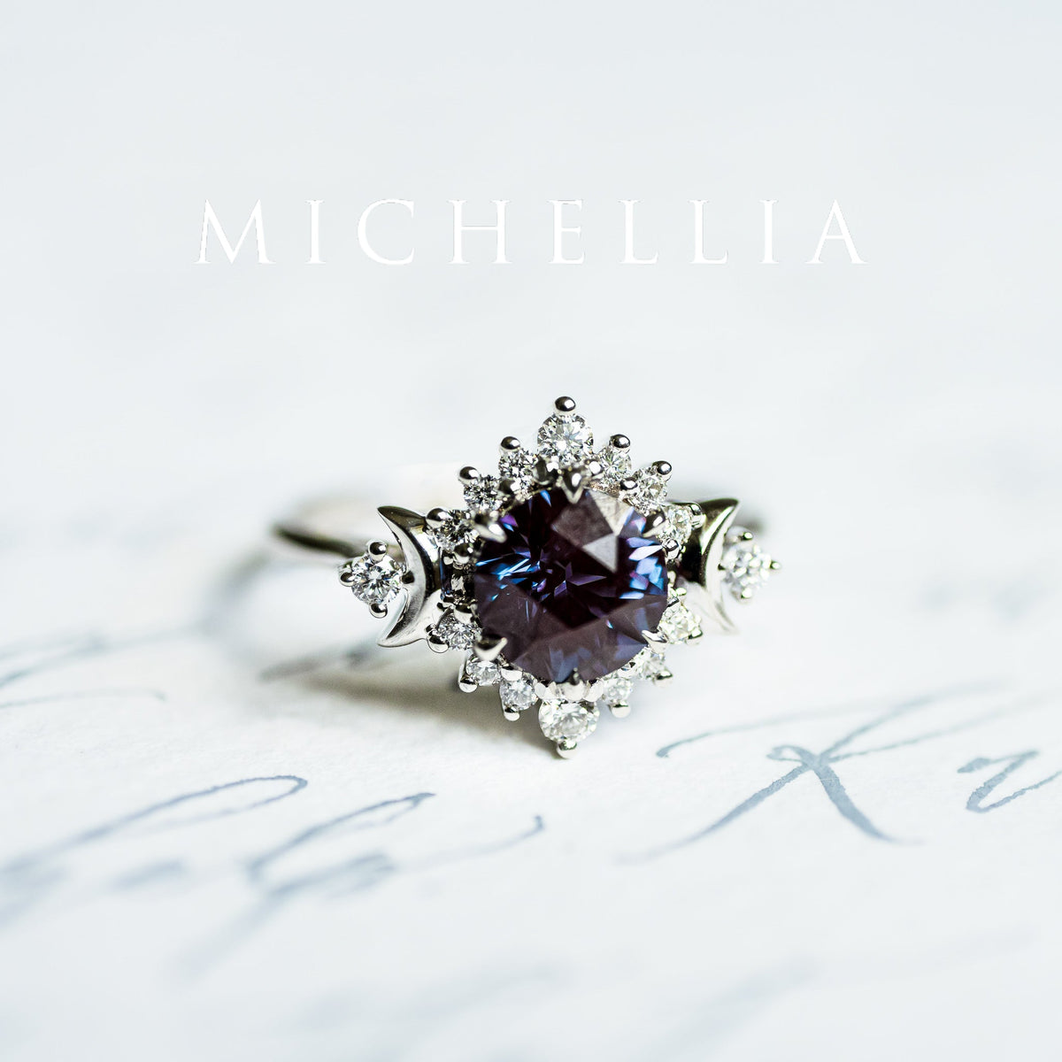 [Selene] Moon Goddess Ring in Lab Alexandrite