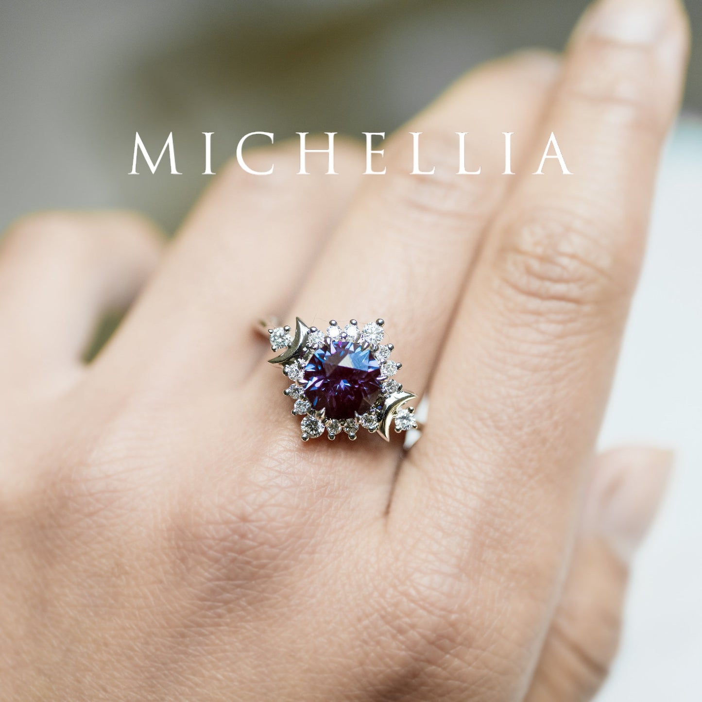 [Selene] Moon Goddess Ring in Lab Alexandrite