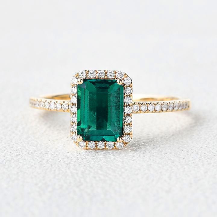 Vera's Grace | Vintage Emerald & Moissanite Ring
