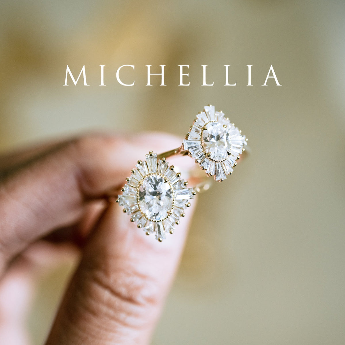[Athena] Vintage Deco Oval Cut Goddess Ring in Morganite
