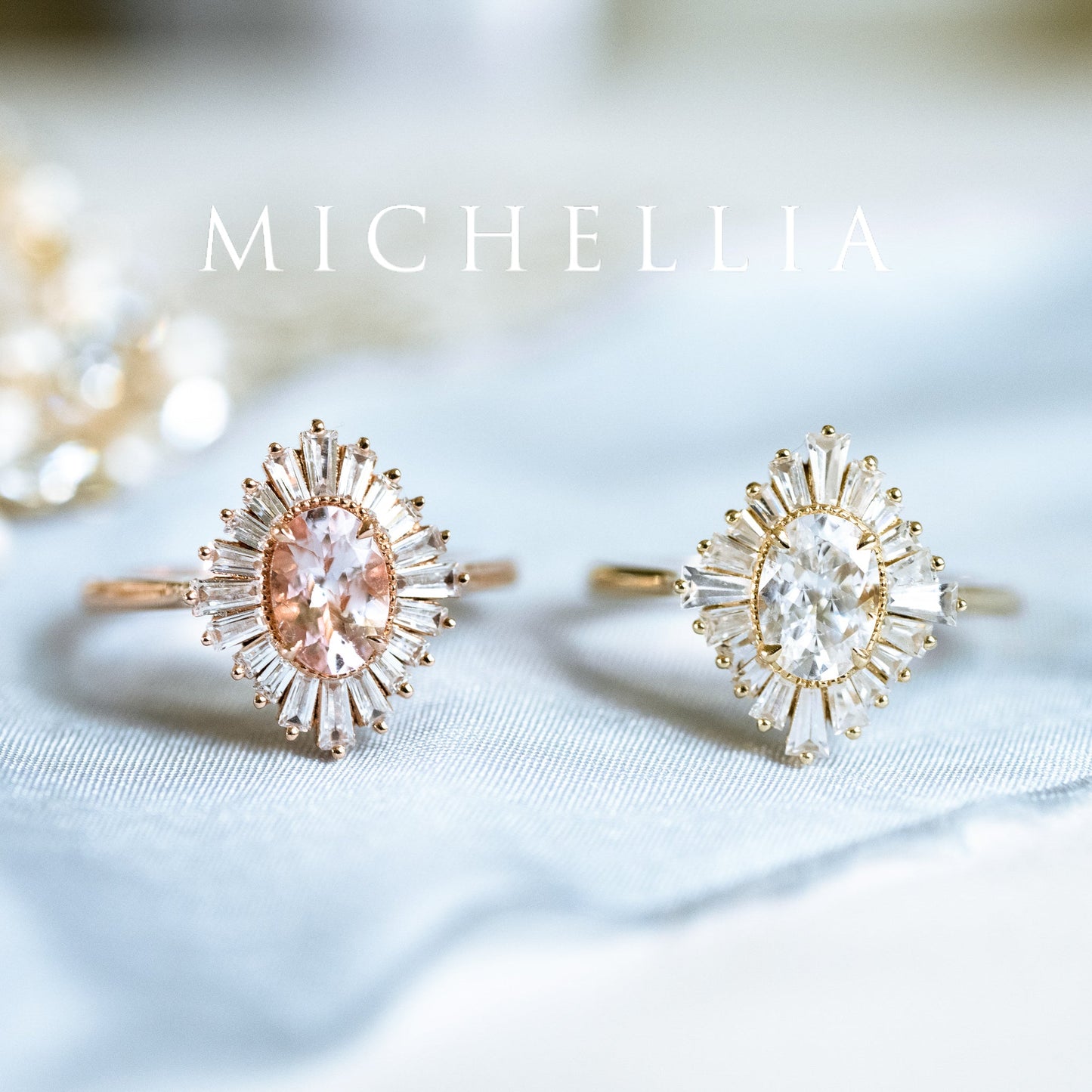 [Athena] Vintage Deco Oval Ballerina Engagement Ring in Diamond