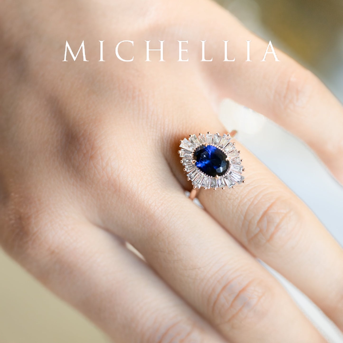 [Athena] Vintage Deco Oval Cut Goddess Ring in Morganite