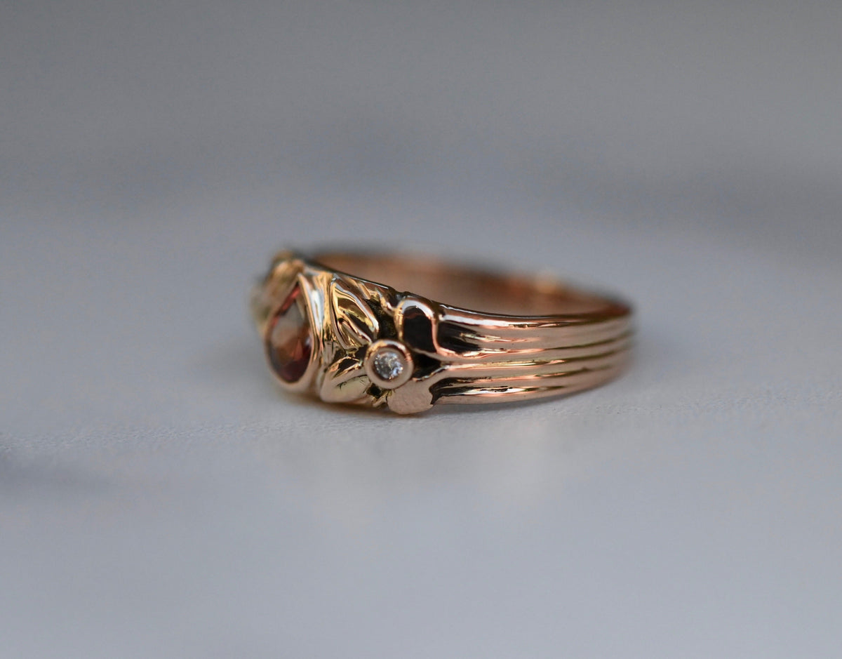 Small Banner 14k Gold Ring Setting - Made To Order