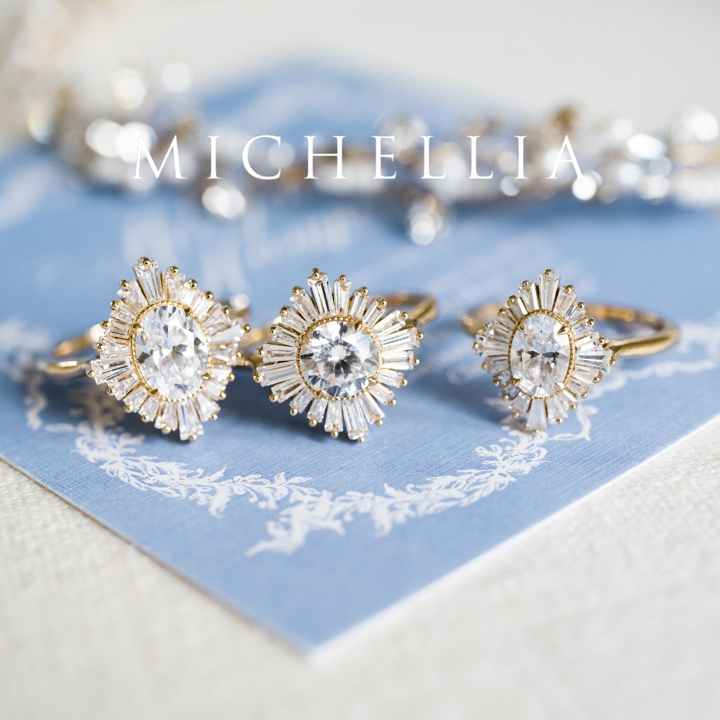 [Athena] Vintage Deco Oval Ballerina Engagement Ring in Diamond