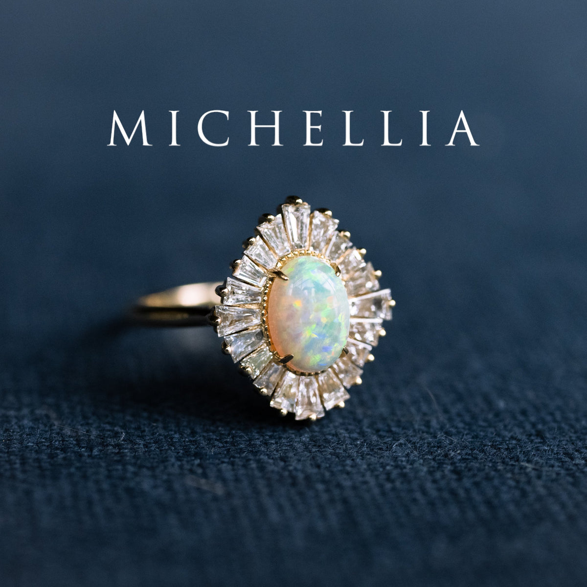 [Athena] Vintage Deco Oval Cut Goddess Ring in Australian Opal