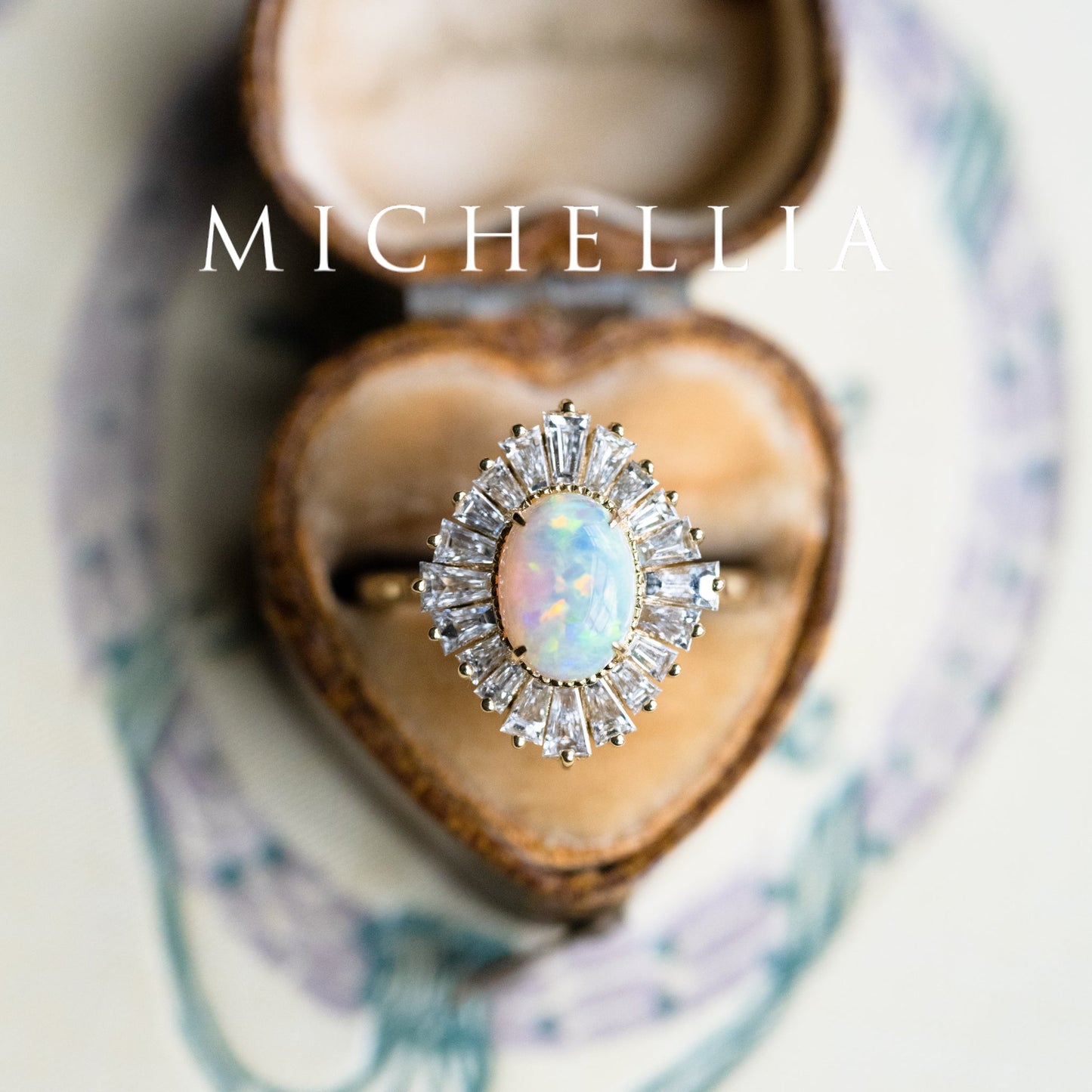 [Athena] Vintage Deco Oval Cut Goddess Ring in Australian Opal