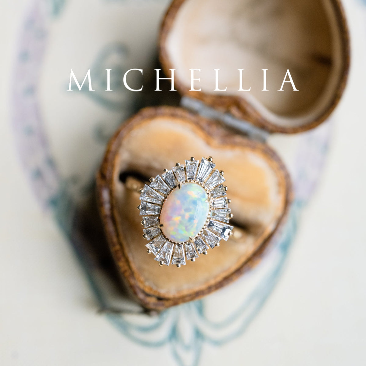 [Athena] Vintage Deco Oval Cut Goddess Ring in Australian Opal