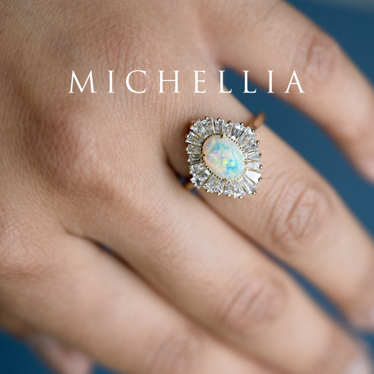 [Athena] Vintage Deco Oval Cut Goddess Ring in Australian Opal