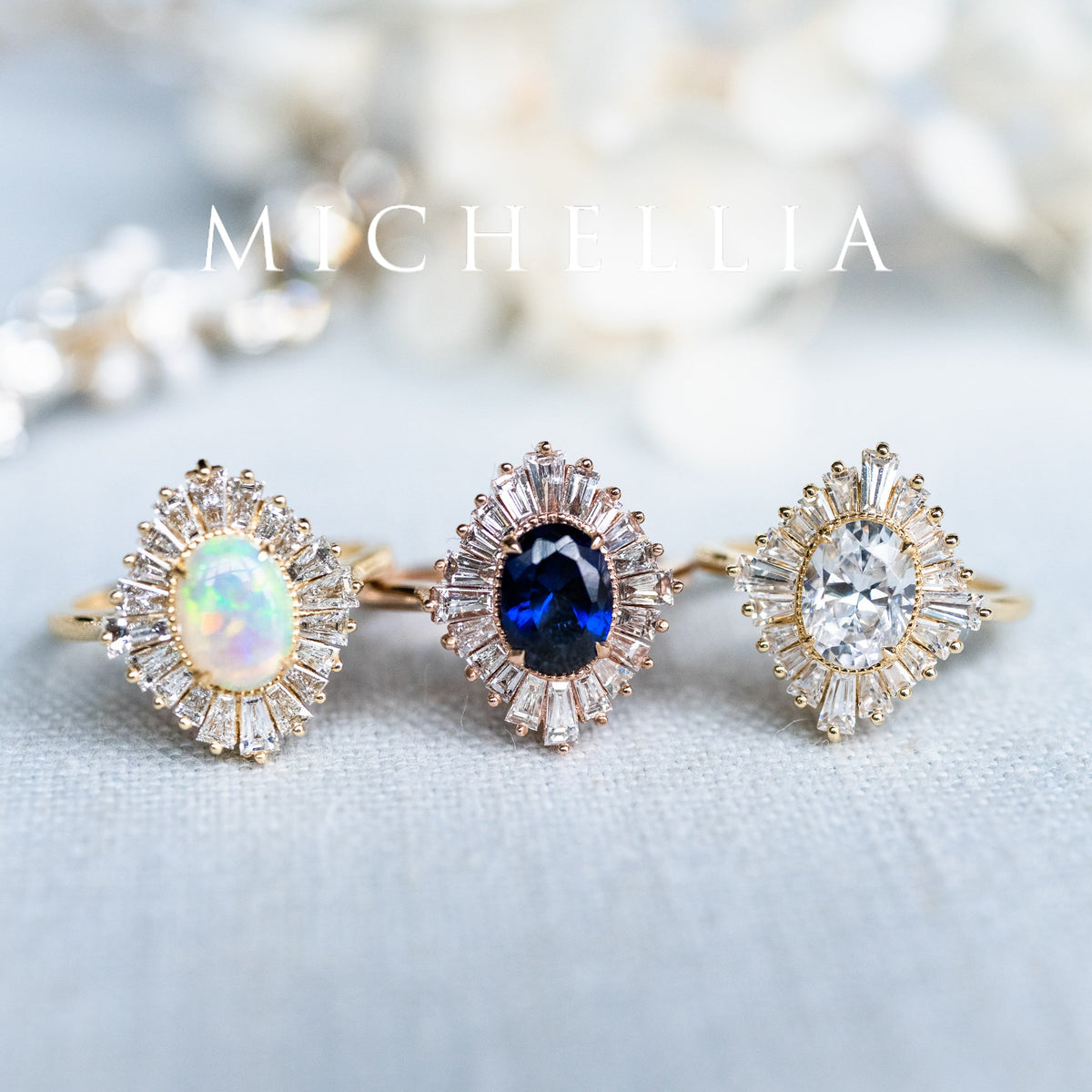 [Athena] Vintage Deco Oval Ballerina Engagement Ring in Diamond