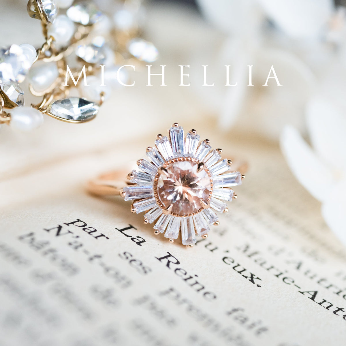 [Artemis] Vintage Deco Goddess Ring in Morganite