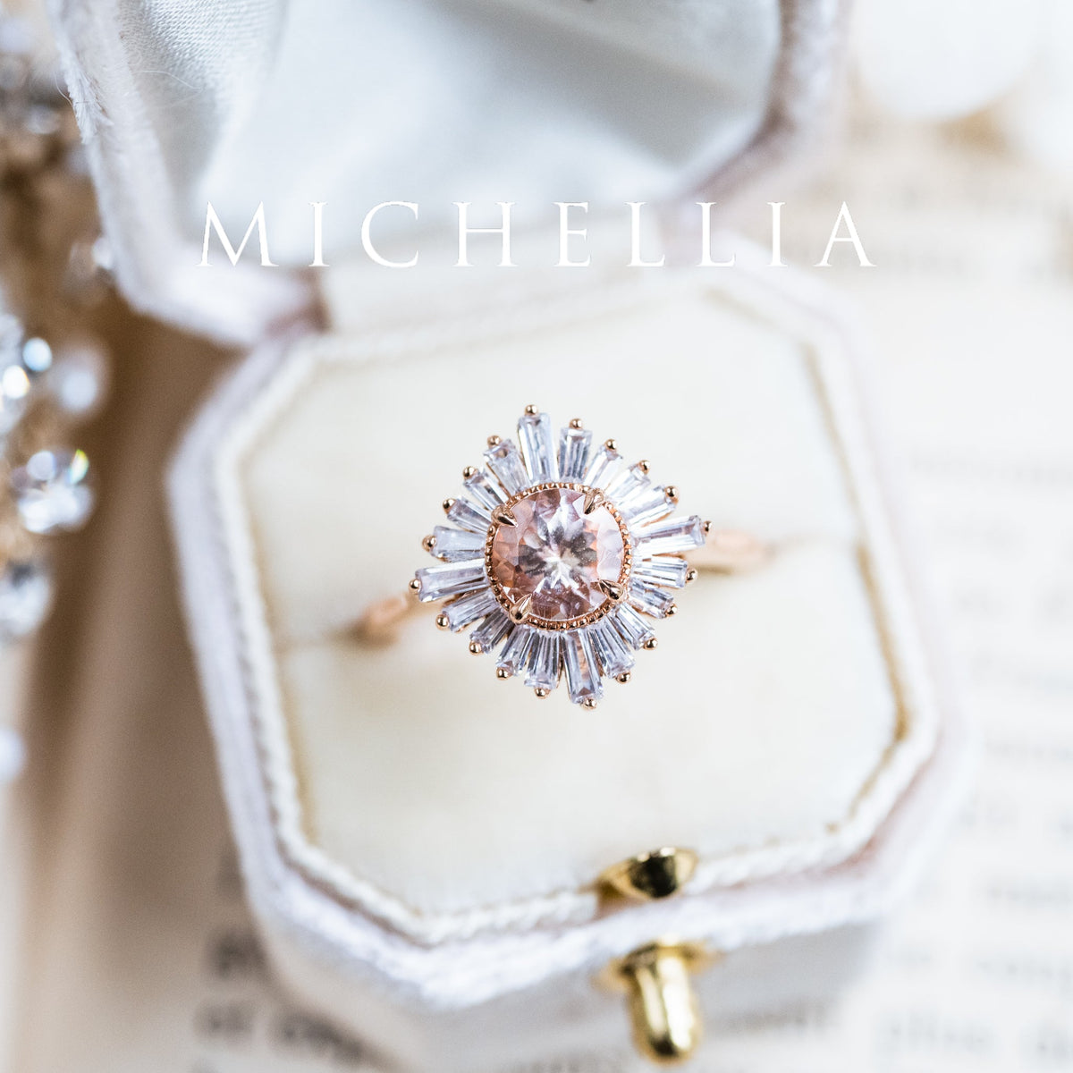 [Artemis] Vintage Deco Goddess Ring in Morganite