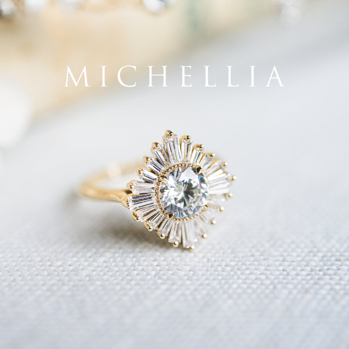 [Artemis] Vintage Deco Goddess Ballerina Engagement Ring in Diamond / Moissanite