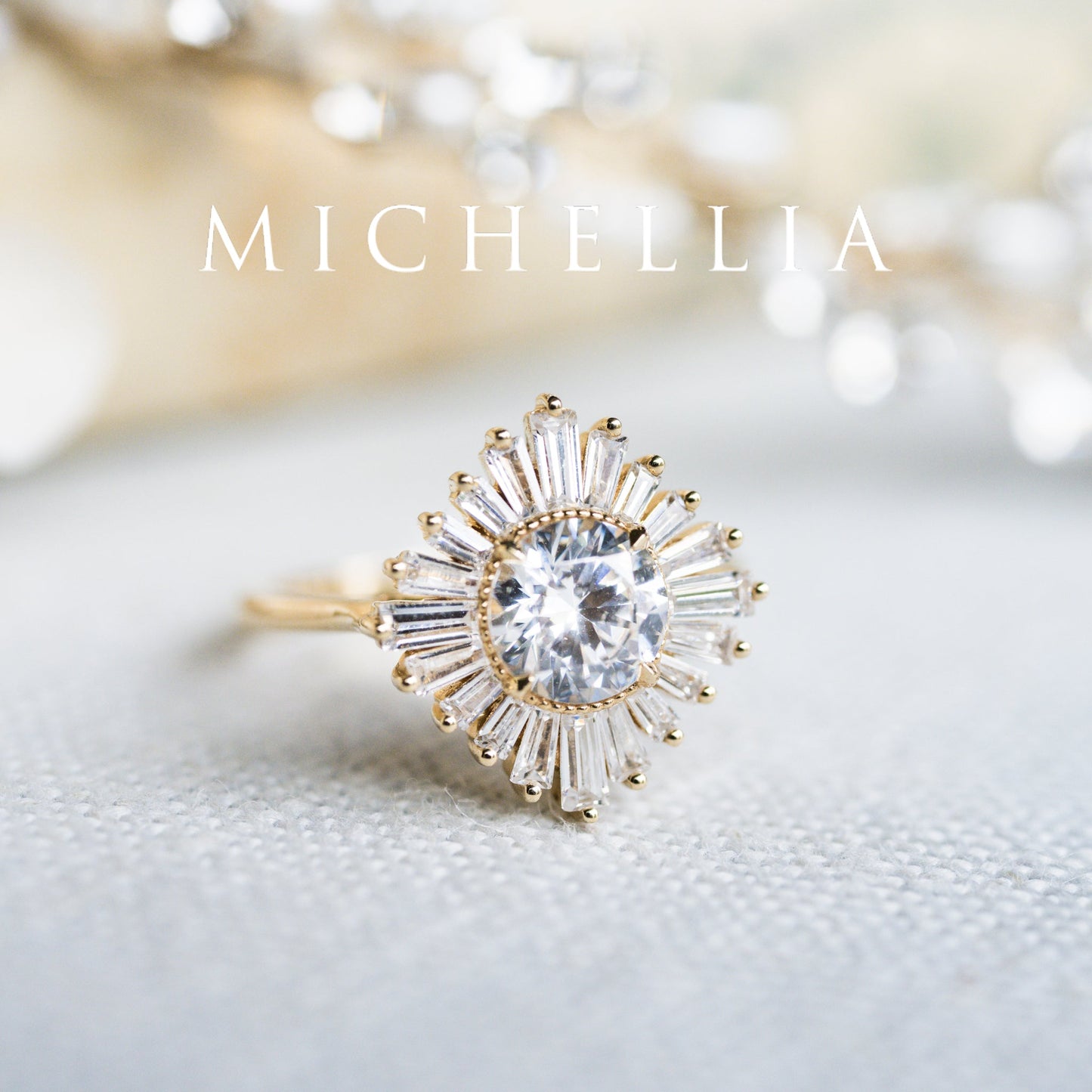[Artemis] Vintage Deco Goddess Ballerina Engagement Ring in Diamond / Moissanite