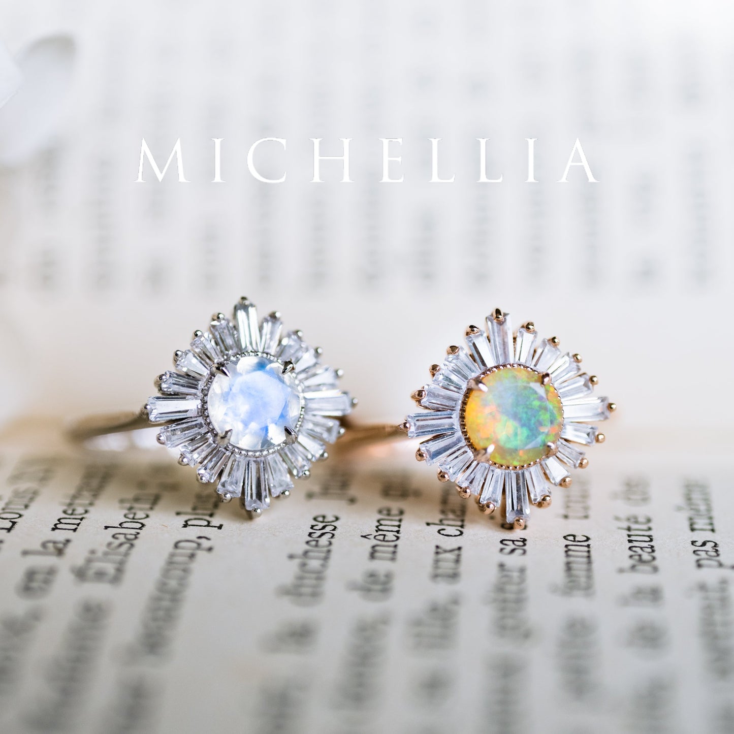 [Artemis] Vintage Deco Goddess Ring in Moonstone