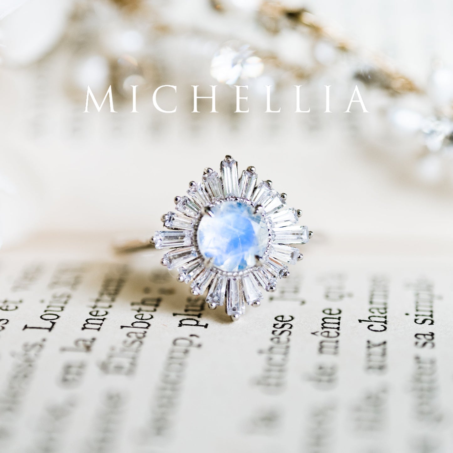 [Artemis] Vintage Deco Goddess Ring in Moonstone