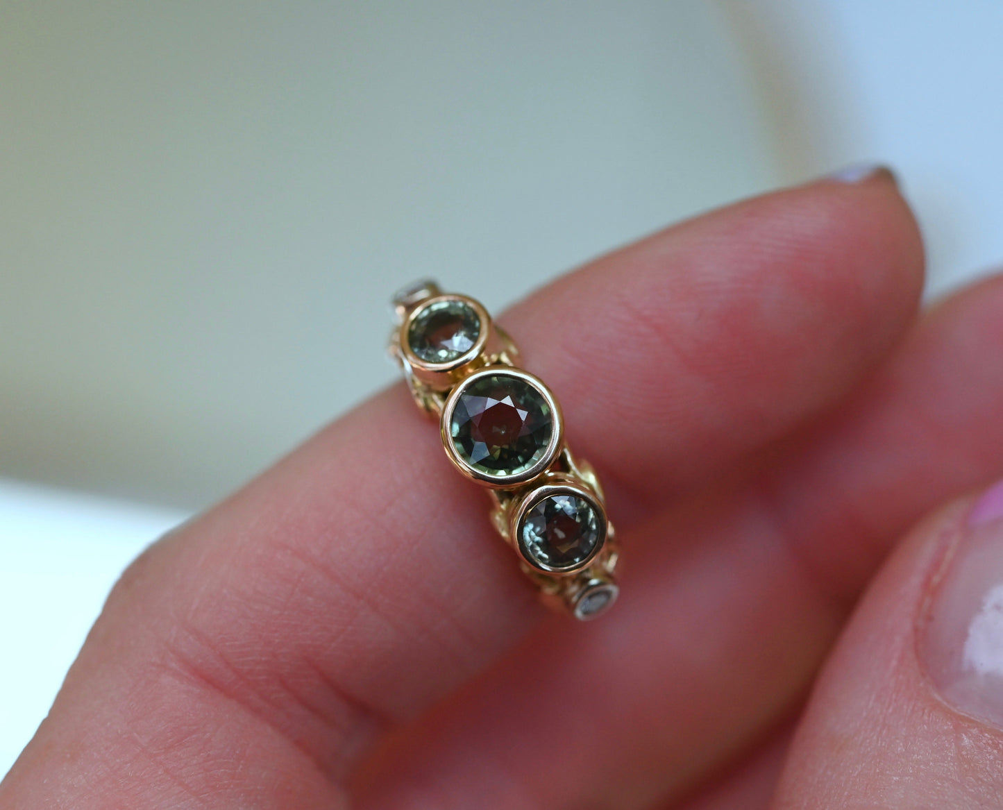 Sapphire & Diamond 14k Gold Customizable Ring Setting - Made To Order