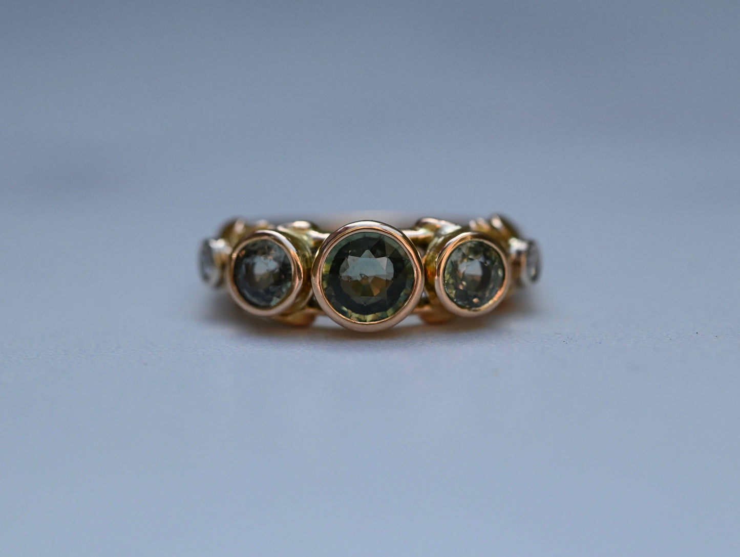 Sapphire & Diamond 14k Gold Customizable Ring Setting - Made To Order