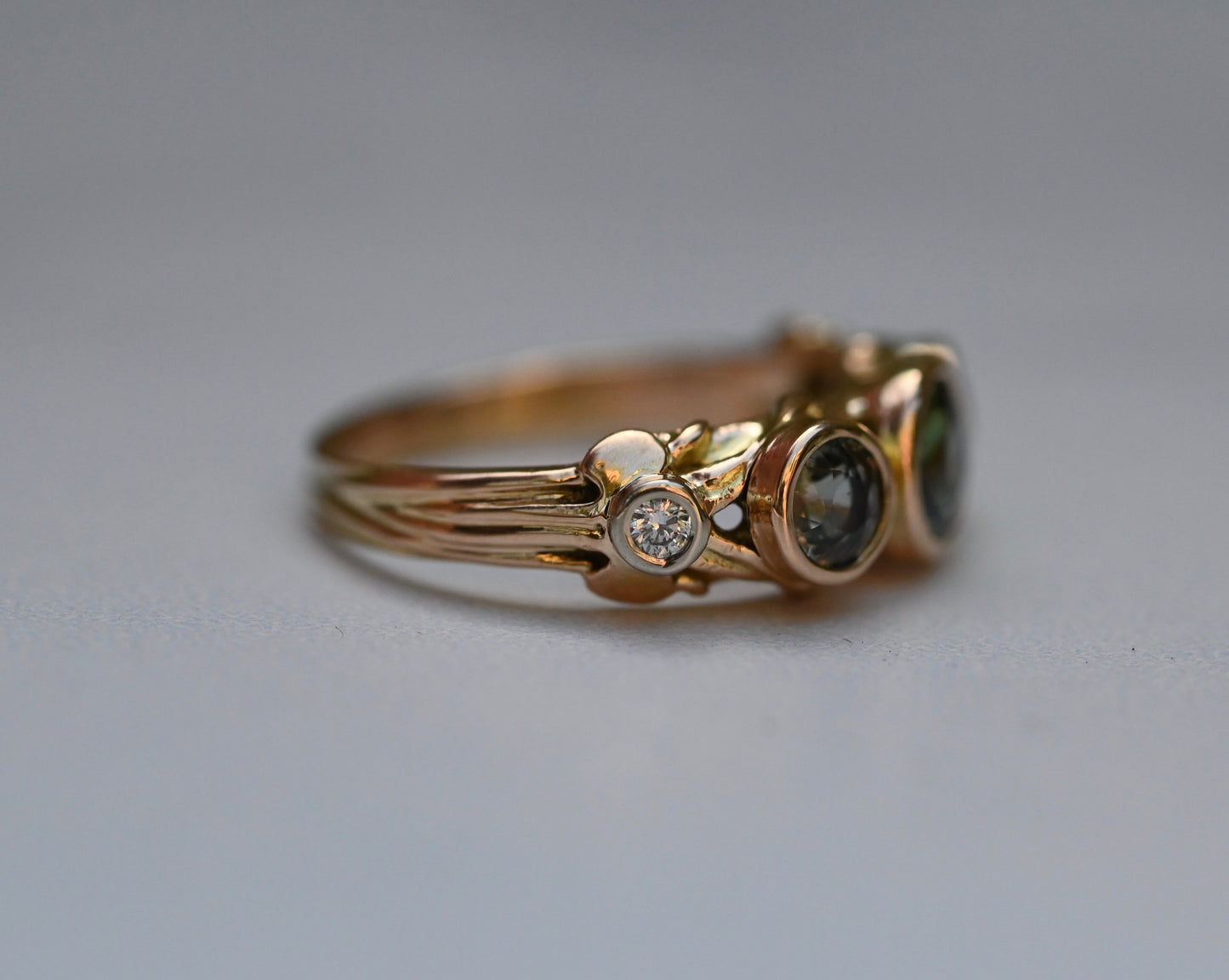 Sapphire & Diamond 14k Gold Customizable Ring Setting - Made To Order